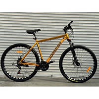 Спортивный горный велосипед TopRider 670 золотой 29 дюймов, рама 21" алюминиевая