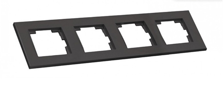 РАМКА ДЛЯ РОЗЕТКИ ГОРИЗОНТАЛЬНА ЧОТИРИМІСНА RITA, MUTLUSAN, ЧОРНИЙ, фото 1