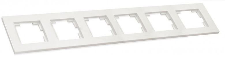 РАМКА ДЛЯ РОЗЕТКИ ГОРИЗОНТАЛЬНА ШЕСТИМІСНА RITA, MUTLUSAN, БІЛИЙ, фото 1