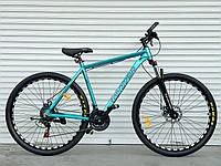 Спортивний велосипед 29 дюймів "670" синій + крила + насос + дзвінок + доставка
