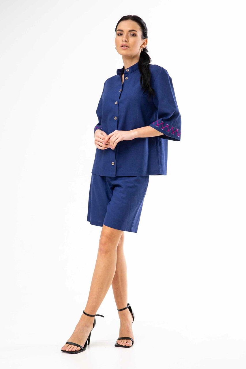 Жіночі лляні шорти Тільда подовжені 42-56 розміри, фото 1