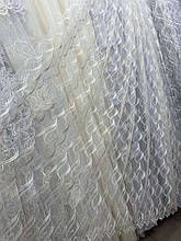 Якісна фатинова тюль з густою вишивкою №12059 золото