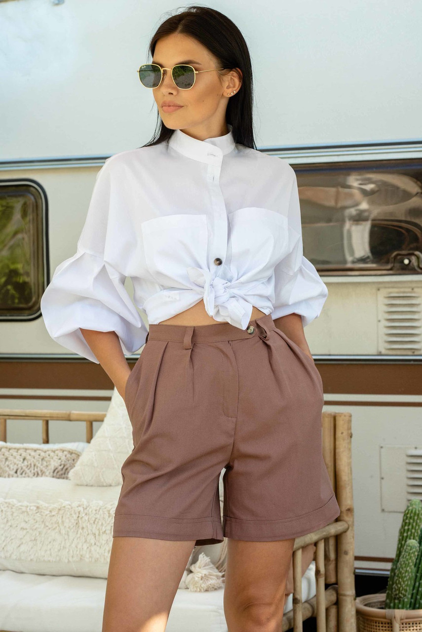 Жіночі короткі лляні шорти Кріспі-льон 42-52 розміри, фото 1