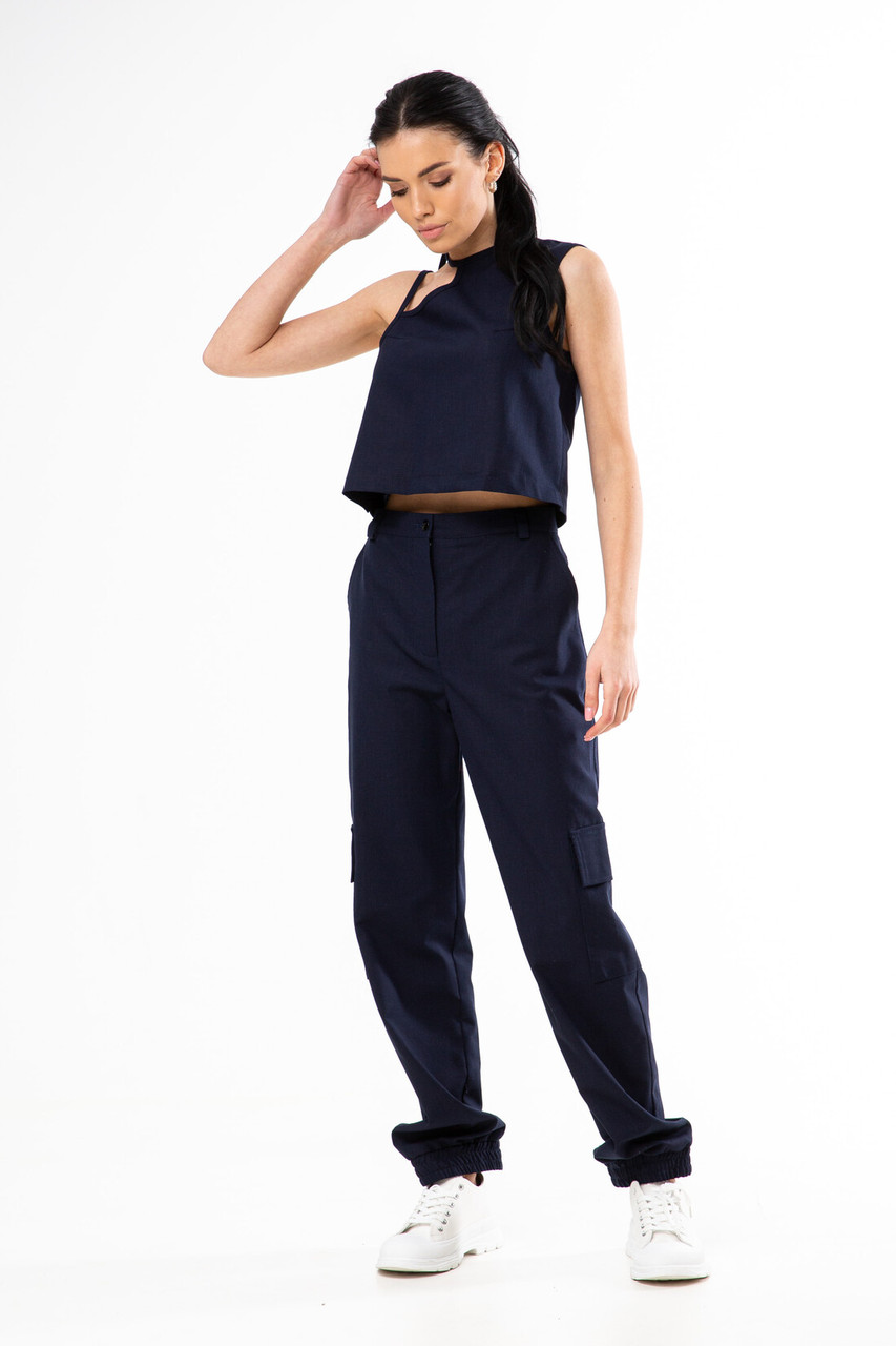 Класичні лляні брюки карго з накладними карманами Дженсен 42-56 розміри, фото 1