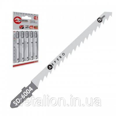 Набір полотен 5 од. для лобзика для роботи з деревом і ламінату INTERTOOL SD-6004, фото 1