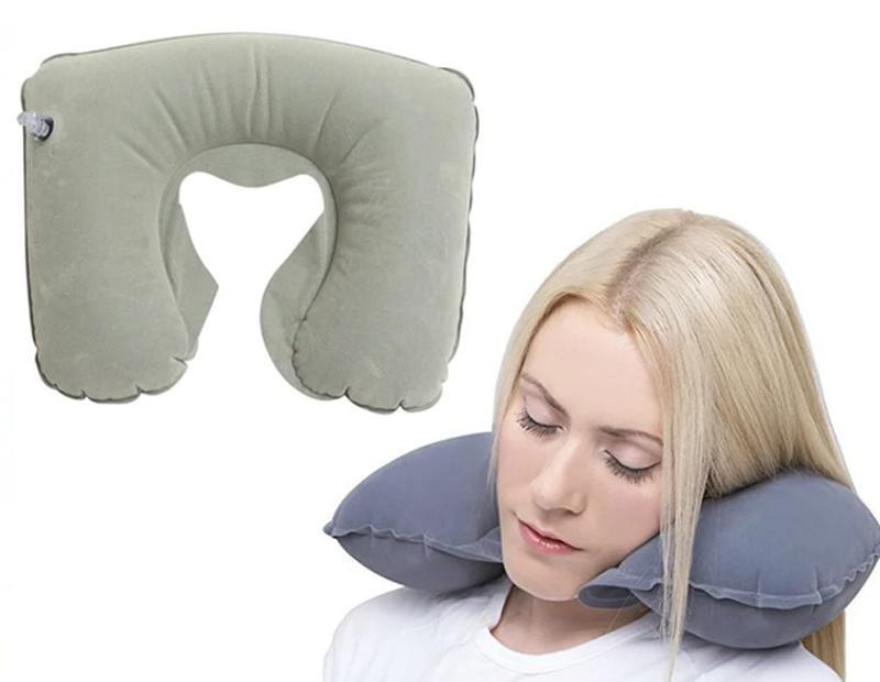 Подушка для подорожей надувна Travel Blue Neck Pillow