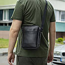 Стильна сумка-барсетка JUPITER (месенджер) через плече із еко-шкіри чорна молодіжна, фото 7