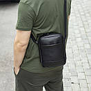 Стильна сумка-барсетка JUPITER (месенджер) через плече із еко-шкіри чорна молодіжна, фото 5