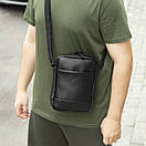 Стильна сумка-барсетка JUPITER (месенджер) через плече із еко-шкіри чорна молодіжна, фото 2
