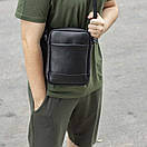 Стильна сумка-барсетка JUPITER (месенджер) через плече із еко-шкіри чорна молодіжна, фото 3