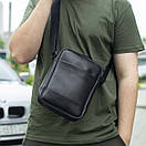 Стильна сумка-барсетка JUPITER (месенджер) через плече із еко-шкіри чорна молодіжна, фото 9