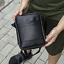 Стильна сумка-барсетка JUPITER (месенджер) через плече із еко-шкіри чорна молодіжна, фото 8