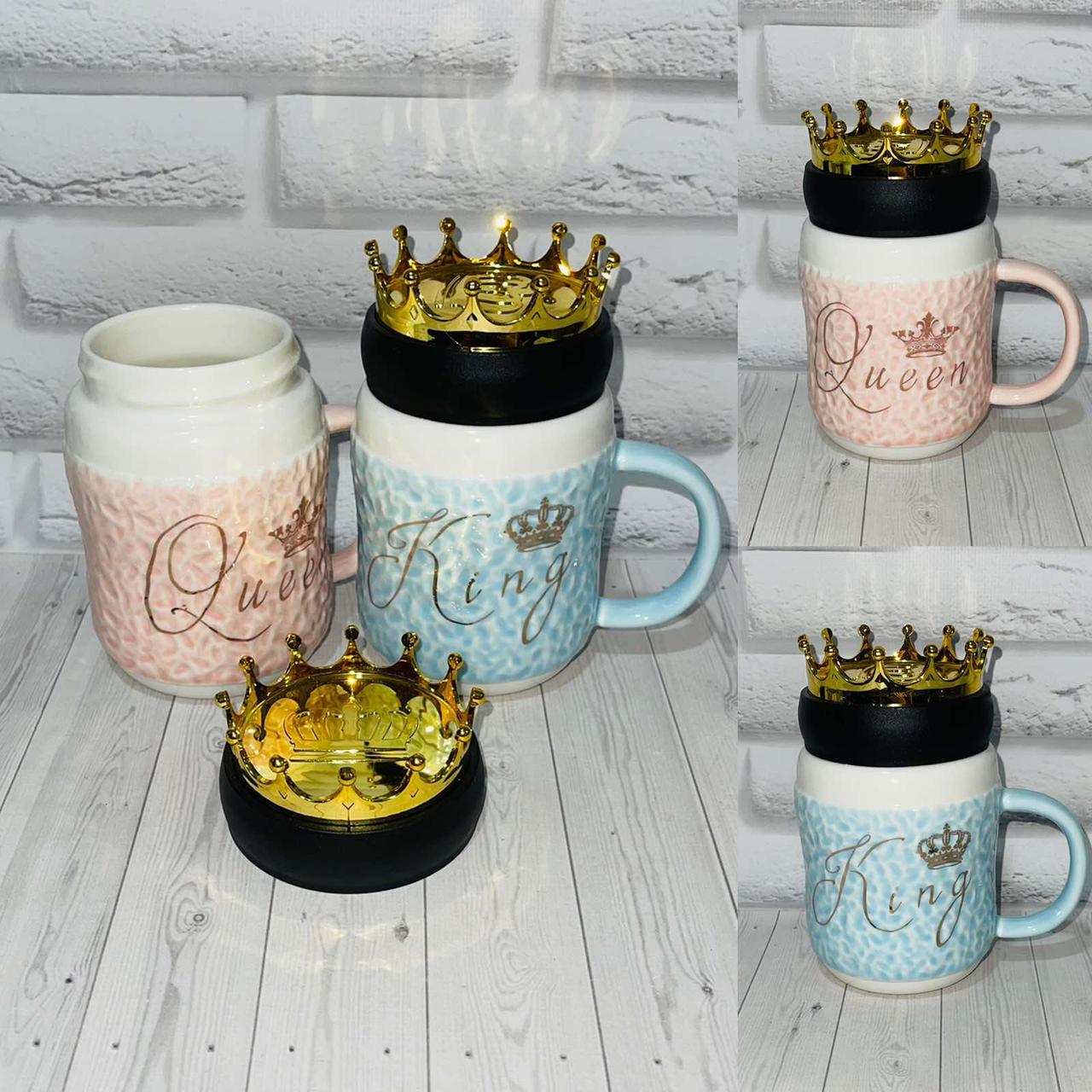 Чашка керамічна , Чашка з закручівальною крышкой "King&Queen"