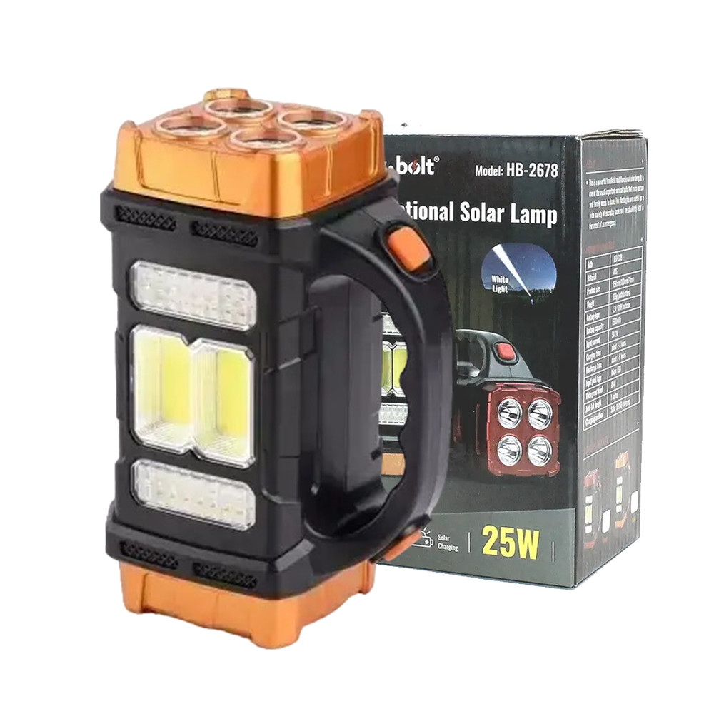 Ліхтар акумуляторний LED Hurry Bolt HB-1678 світильник із сонячною панеллю та Power Bank Жовтий