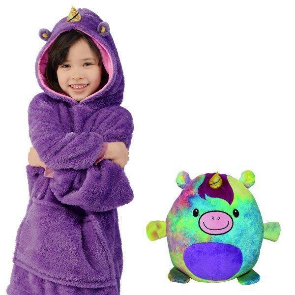 Дитяча толстовка – плед з рукавами Huggle Pets Hoodie для дітей 3 в 1 · Подушка + Іграшка + Худі