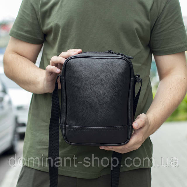 Мужская сумка барсетка через плечо зернистая эко-кожа