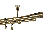 Карниз MStyle для штор металлический двухрядный Антик Севилия труба гладкая 19/19 мм кронштейн потолочный 300