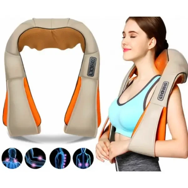 Роликовий масажер для спини шиї та плечей Massager of Neck Kneading з ІЧ-прогріванням електричний