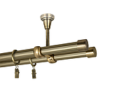 Карниз MStyle для штор металлический двухрядный Антик Рулло труба рифленая 19/19 мм кронштейн потолочный 160