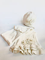 Нежный комплект шапка + шарф для девочки BRUMS Италия 133BELD005 Молочный ӏ Одежда для девочек .Хит!