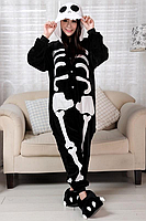 Пижама кигуруми для детей и взрослых костюм скелет на хэллоуин halloween на пуговицах | кенгуруми|.Топ! 152