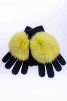 Модные детские перчатки из меха кролика для девочки Украина Ap-104 Черный/желтый .Хит!