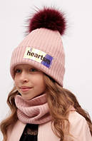 Нежный комплект шапка + шарф для девочки Dembo House Украина 20-01-024 Розовый ӏ Одежда для девочек .Хит!
