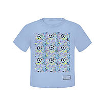 Модная детская футболка для мальчика с принтом "футбольные мячи" BARBARAS Польша XB134 Голубой 134-140.Топ!