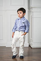 Нарядная детская рубашка для мальчика BLUELAND Турция 5795 Серый 110см ӏ Школьная форма для мальчиков 116