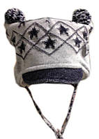 Теплая детская шапка для мальчика с завязками и двумя помпонами MaxiMo Германия 65571-332700| серо-синяя 37