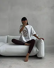 Жіноча біла футболка х/б з принтом., фото 3