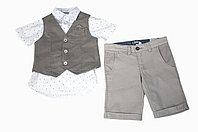 Нарядная детская рубашка для мальчика SARABANDA Италия 0 Q501/00 Молочный ӏ Празничная одежда для .Хит!