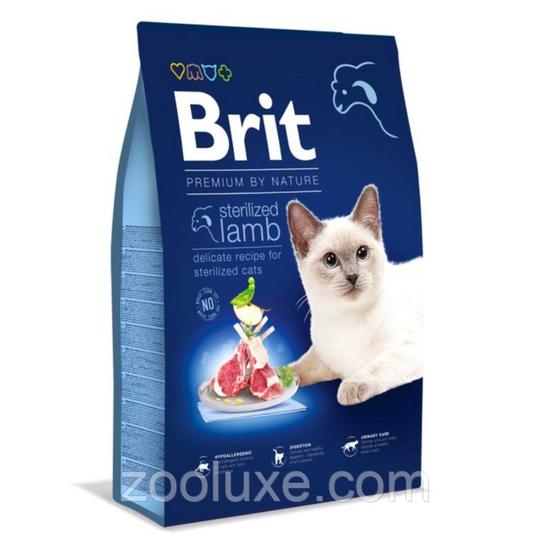 Brit Premium by Nature Sterilized Lamb 8 кг корм для котів Брит Преміум Стерилайзд Ягня