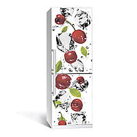 Наклейка на холодильник Черешня 650х2000мм вінілова 3Д-наклейка декор на кухню самоклейна.Топ!.Хіт!