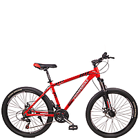 Велосипед CrossBike Hunter 26" Everest Рама-13" Красный + Крылья, подножка, фонарь на USB