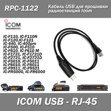 RPC-1122 Кабель USB (PL2303) для прошивки Icom CB Radio IC-F110 F120 (F121 F210 F220) IC-440 IC-F500 IC-F610