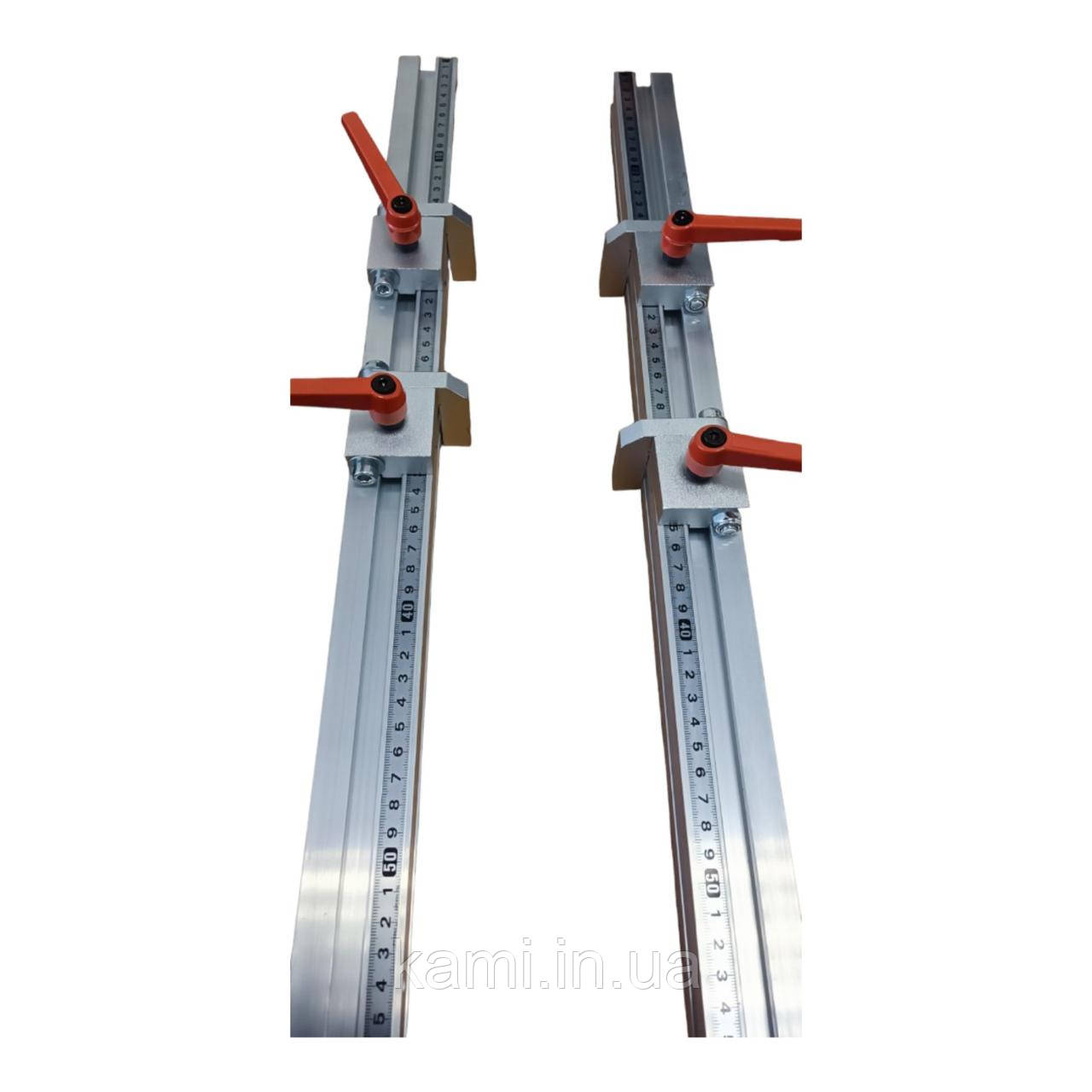 Лінійки 1500 мм (2 шт) свердлильно-присадочного верстата з упорами (4 шт) і шкалами (R, L), фото 1