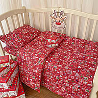 Комплект постільної білизни   "Новий рік" в ліжечко Червоний Ранфорс 27689780 .Хит!