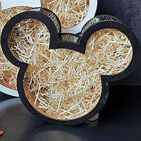 Подарункова коробка чорного кольору "Mickey Mouse". Коробка з прозорою кришкою у вигляді Miкі Маус