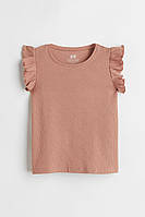 Футболка в рубчик бежевая однотонная H&M 134-140см