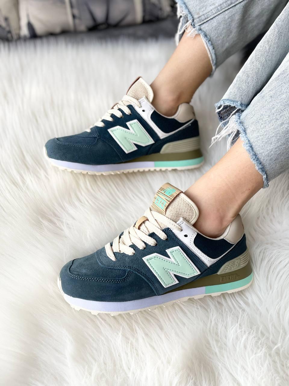 Купить New Balance 574 Blue Turquoise кроссовки и кеды высокое качество ...