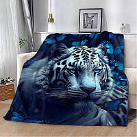 Плюшевий плед Синя тигриця Покривало з 3D-малюнком 160х200