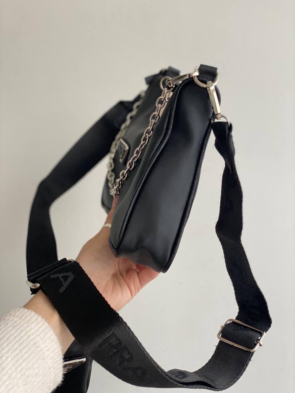 Женский сумка из нейлона Prada / Прада на плечо сумочка женская кожаная стильная брендовая высокое качество - фото 4 - id-p1898452050