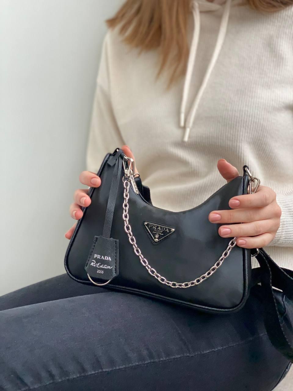Женский сумка из нейлона Prada / Прада на плечо сумочка женская кожаная стильная брендовая высокое качество - фото 5 - id-p1898452050