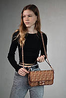 Женская Сумка Fendi / Фенди сумочка женская из текстиля и эко-кожи стильная на плечо высокое качество
