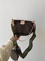 Стильная Женская сумка Луи Витон LouisVuitton 2в1 цвет хаки Модный женский клатч LV multi khaki высокое