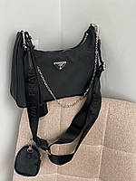 Женский сумка из нейлона Prada / Прада на плечо сумочка женская кожаная стильная брендовая высокое качество