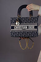 Женская сумка Christian Dior dark blue with gold, женская сумка, брендовая сумка, Кристиан Диор темно-синего ц