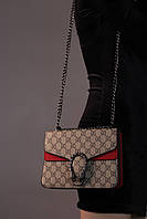 Женская сумка Gucci Dionysus beige&red, женская сумка, Гучи бежевого и красного цвета высокое качество