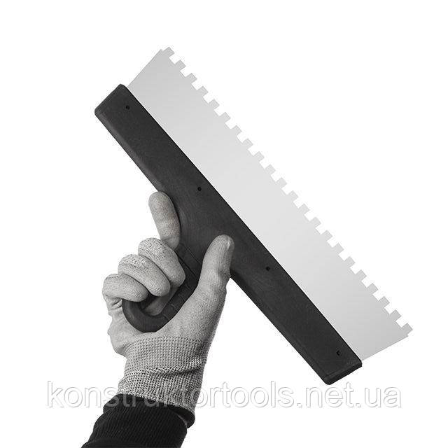 Шпатель із нержавіючої сталі 350 мм із зубом 8x8 мм INTERTOOL KT-2358, фото 1
